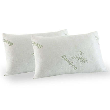 Royal Comfort Luxury Bamboo Covered Memory Foam Pillow Twin Pack Hypoallergenic 2