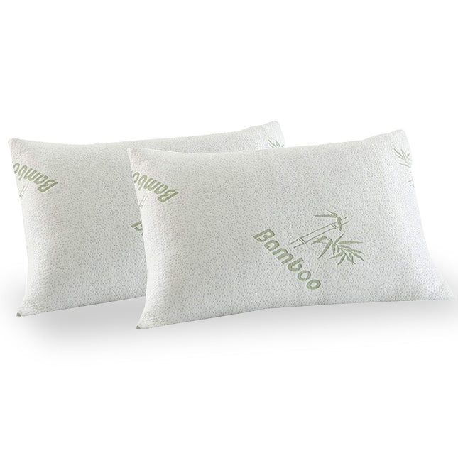 Royal Comfort Luxury Bamboo Covered Memory Foam Pillow Twin Pack Hypoallergenic 2