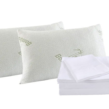 Royal Comfort Bamboo Blend Sheet Set 1000TC and Bamboo Pillows 2 Pack Ultra Soft - Queen - White