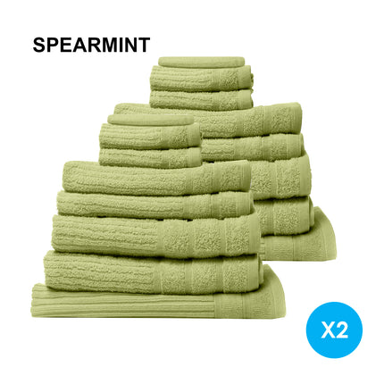 Royal Comfort 16 Piece Egyptian Cotton Eden Towel Set 600GSM Luxurious Absorbent - Spearmint 2