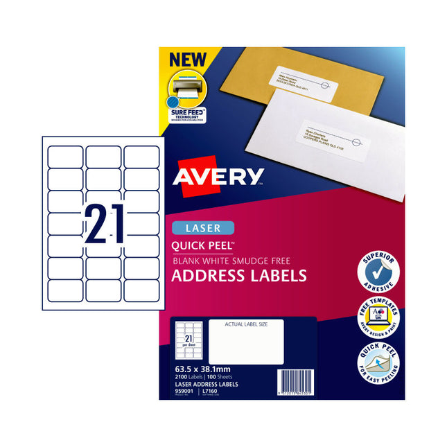 AVERY Laser Label QP L7160 21Up Pack of 100 2