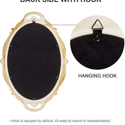 Oval Antique Gold 25 x 38 cm Vintage Carved Hanging Wall Mirror for Bedroom and Living-Room 3