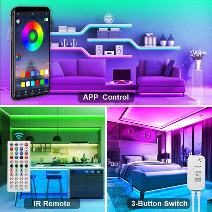12M LED Strip Lights Rope Light for Bedroom and Home (5050 Lights Strip App with Remote Control) 5