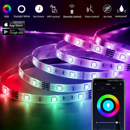 12M LED Strip Lights Rope Light for Bedroom and Home (5050 Lights Strip App with Remote Control) 8