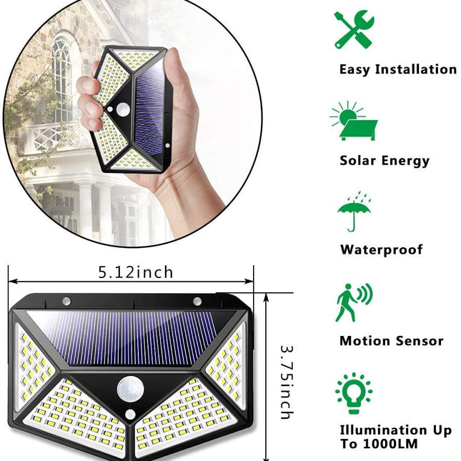 100 Waterproof LED Motion Sensor Solar Security Lights Outdoor (2pack) 2