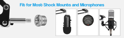 Microphone Radio Broadcasting Stand with 3/8"to 5/8" Screw Adapter and Windscreen Pop Filter 11