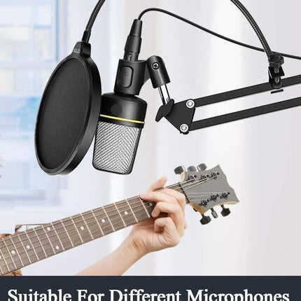 Microphone Radio Broadcasting Stand with 3/8"to 5/8" Screw Adapter and Windscreen Pop Filter 8