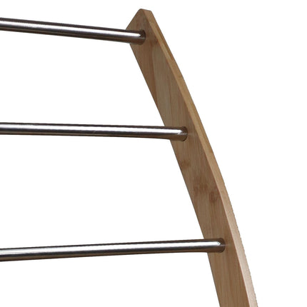 Bamboo Towel Bar Metal Holder Rack 3-Tier Freestanding and Bottom shelf for Bathroom 2
