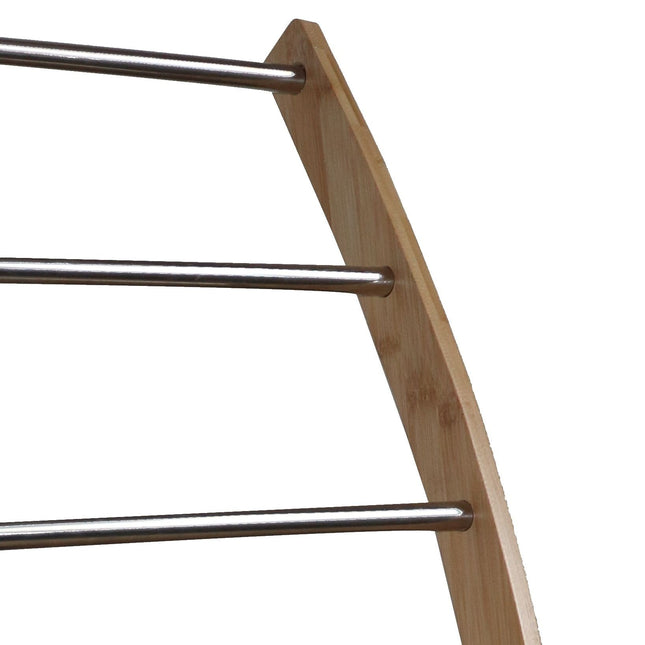 Bamboo Towel Bar Metal Holder Rack 3-Tier Freestanding and Bottom shelf for Bathroom 2