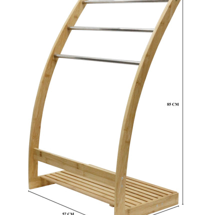 Bamboo Towel Bar Metal Holder Rack 3-Tier Freestanding and Bottom shelf for Bathroom 6