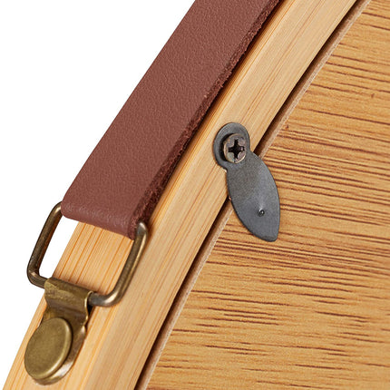 Hanging Round Wall Mirror 45 cm - Solid Bamboo Frame and Adjustable Leather Strap for Bathroom and Bedroom 6