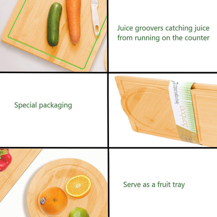 3 Pieces Bamboo Cutting Board with Juice Groove and Mobile Holder included for Home Kitchen 10