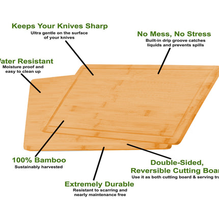3 Pieces Bamboo Cutting Board with Juice Groove and Mobile Holder included for Home Kitchen 5