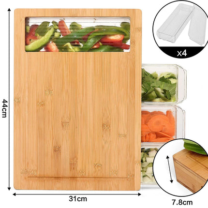 Large Bamboo Cutting Board and 4 Containers with Mobile Holder gift included for Home Kitchen 10