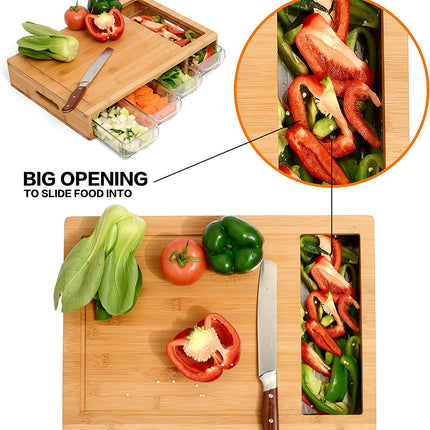 Large Bamboo Cutting Board and 4 Containers with Mobile Holder gift included for Home Kitchen 3