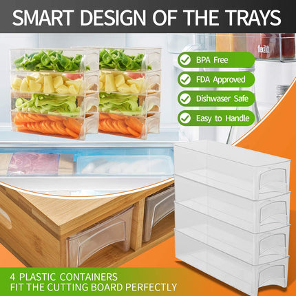 Large Bamboo Cutting Board and 4 Containers with Mobile Holder gift included for Home Kitchen 5