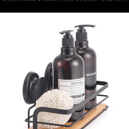 2 Pack Rectangular Bamboo Corner Shower Caddy Shelf Basket Rack with Premium Vacuum Suction Cup No-Drilling for Bathroom and Kitchen 5
