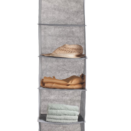 5 Tier Shelf Hanging Closet Organizer and Storage for Clothes (Grey) 10