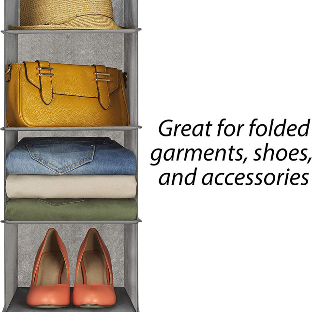 5 Tier Shelf Hanging Closet Organizer and Storage for Clothes (Grey) 2