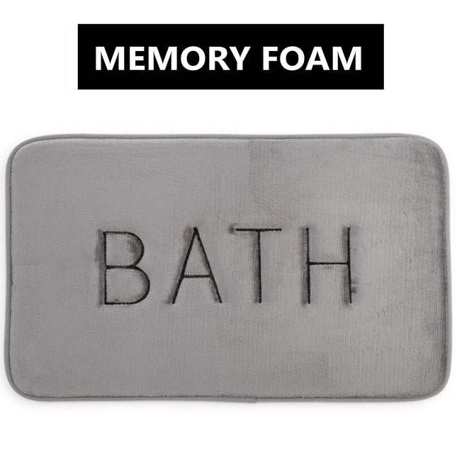 Extra Thick Memory Foam & Super Comfort Bath Rug Mat for Bathroom (60 x 40 cm, Grey) 2