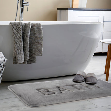 Extra Thick Memory Foam & Super Comfort Bath Rug Mat for Bathroom (60 x 40 cm, Grey) 3