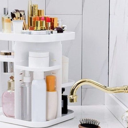 360 Rotating Large Capacity Makeup Organizer for Bedroom and Bathroom (White) 5
