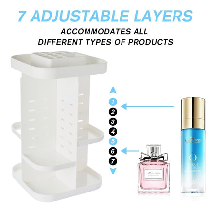 360 Rotating Large Capacity Makeup Organizer for Bedroom and Bathroom (White) 6