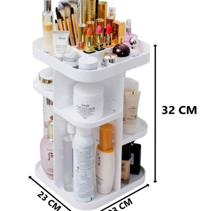 360 Rotating Large Capacity Makeup Organizer for Bedroom and Bathroom (White) 9