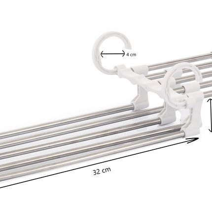 2 Pack Stainless Steel Adjustable 5 in 1 Pants Hangers Non-Slip Space Saving for Home Storage 10