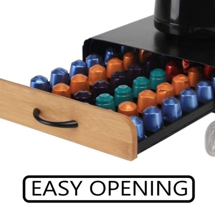CARLA HOME Coffee Pods Holder Storage Drawer Compatible with 60 Nespresso Pods for Kitchen Storage & Organisation (Natural) 4