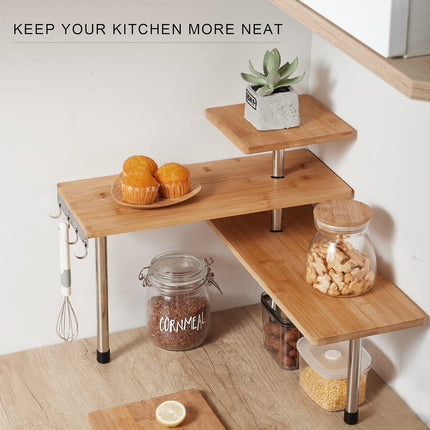 CARLA HOME 3 Tier Corner Shelf Kitchen Spice Rack Organiser with Hooks for Home Storage & Organisation 7