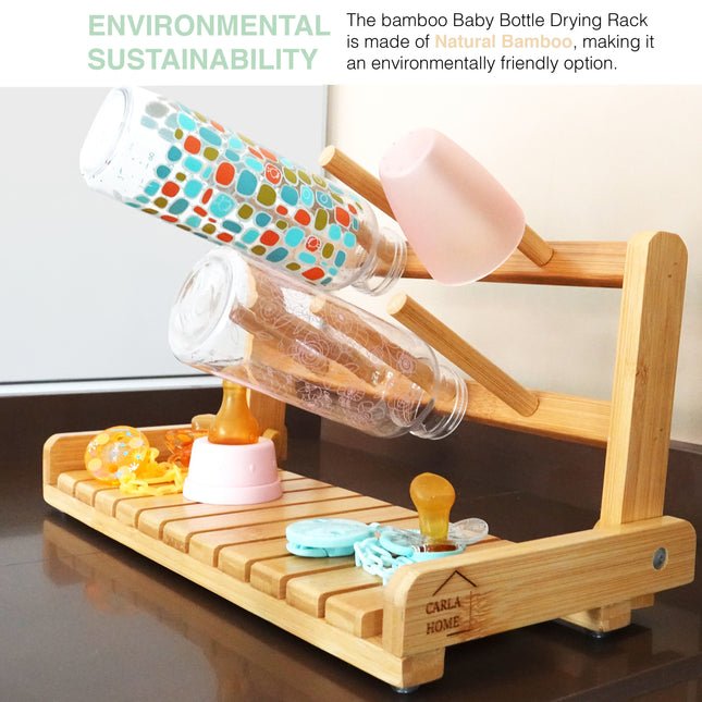 CARLA HOME Portable Bamboo Baby Bottle Drying Rack 2