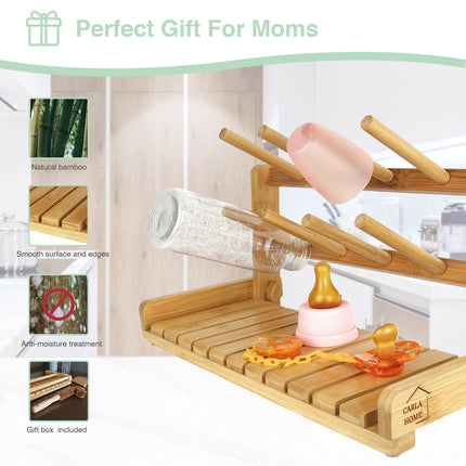 CARLA HOME Portable Bamboo Baby Bottle Drying Rack 3