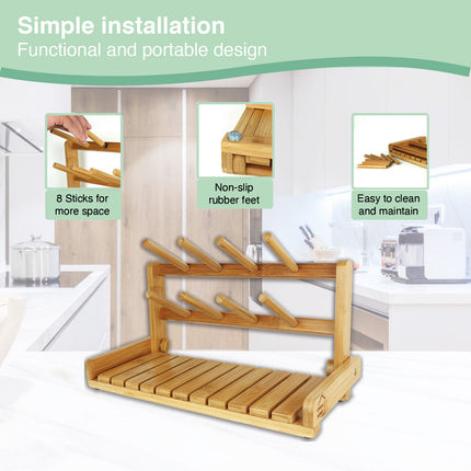 CARLA HOME Portable Bamboo Baby Bottle Drying Rack 4