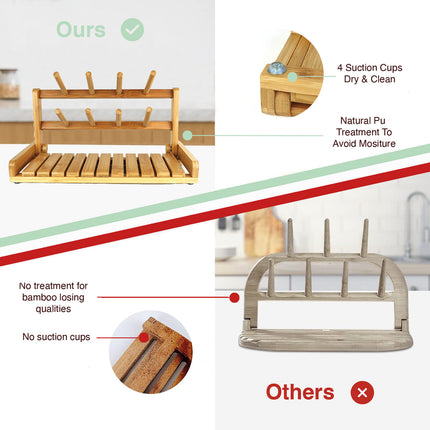 CARLA HOME Portable Bamboo Baby Bottle Drying Rack 6