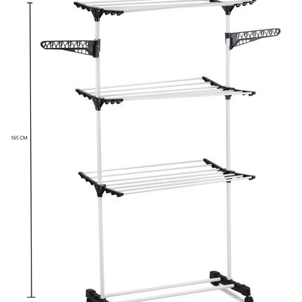 CARLA HOME Folding 3 Tier Clothes Laundry Drying Rack with Stainless Steel Tubes for Indoor & Outdoor Home 9