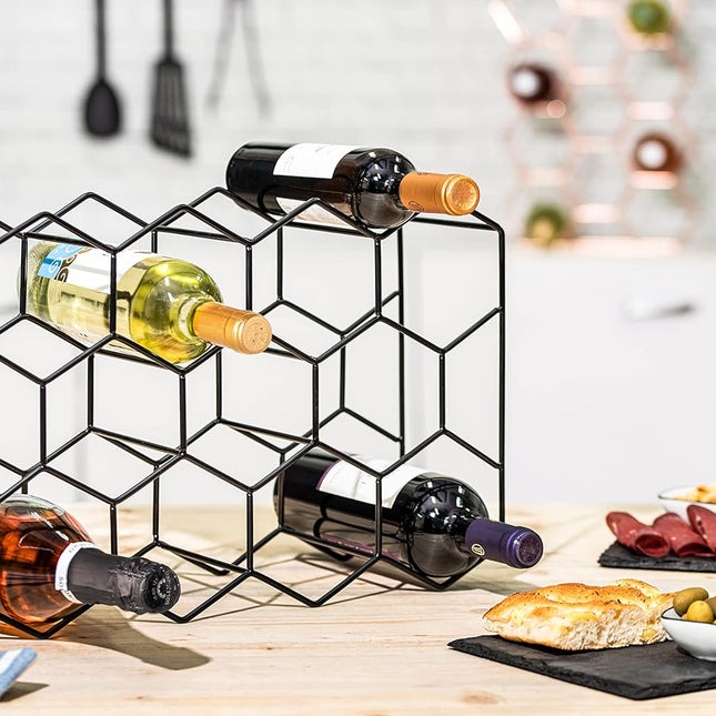 14 Bottle Freestanding Modern Metal Countertop Wine Rack Countertop