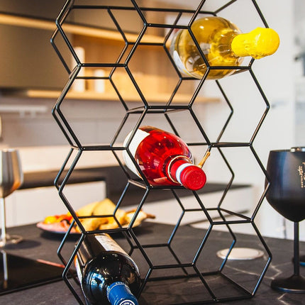 14 Bottle Freestanding Modern Metal Countertop Wine Rack Countertop