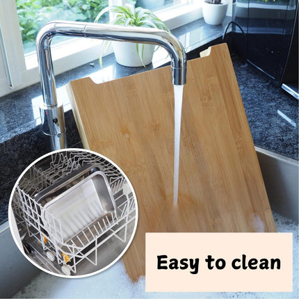 Chopping Board with with 2 Organiser Stainless Steel Trays Containers 7