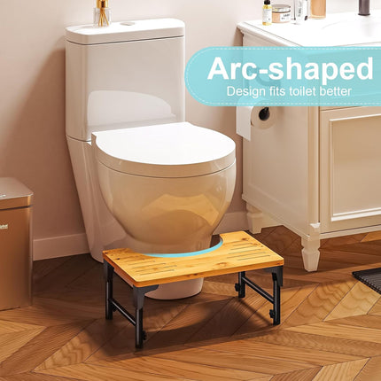 Bamboo Toilet Stool Foldable and Adjustable Height with Non-Slip Layer for Bathroom 6