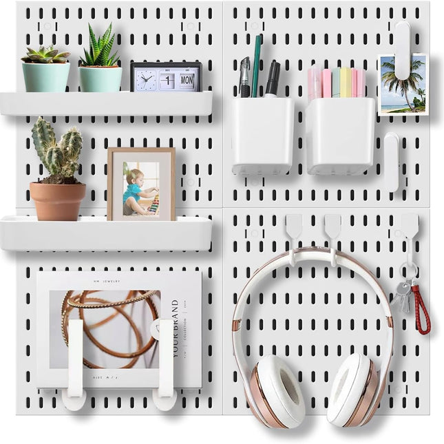 Pegboard Combination Kit with 4 Pegboards and 18 Accessories Modular Hanging for Wall Organiser