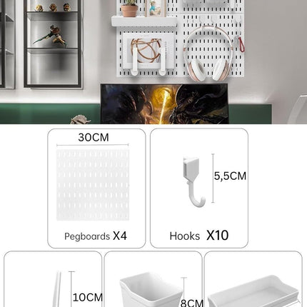 Pegboard Combination Kit with 4 Pegboards and 18 Accessories Modular Hanging for Wall Organiser 2