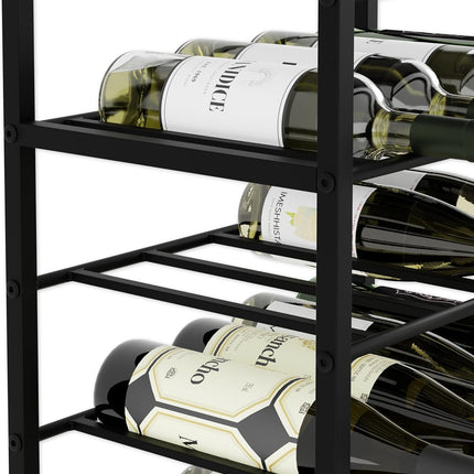 CARLA HOME Freestanding Wine Rack for 20 Bottles with Wood Countertop and Sturdy Metal Frame