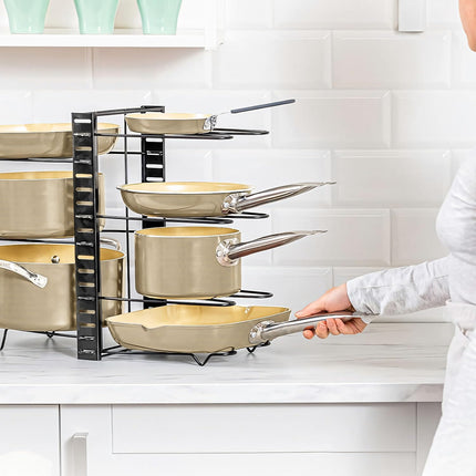 CARLA HOME Adjustable 8-Tier Pan Rack Pot Organizer for Kitchen Cabinet 2