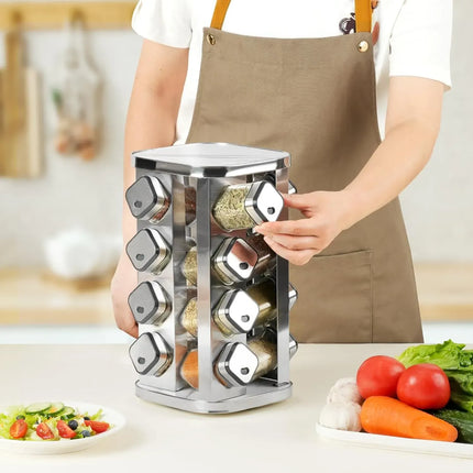 CARLA HOME Rotating Spice Rack Organizer with 12 Glass Jars for Kitchen Countertop 8