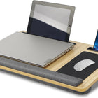 CARLA HOME Oversized Portable Lap Desk with Cushion,Mouse Pad, Tablet and Phone Holder which Fits Up to 17 Inch Laptops for Bed or Sofa (Brown)