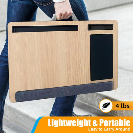 CARLA HOME Oversized Portable Lap Desk with Cushion,Mouse Pad, Tablet and Phone Holder which Fits Up to 17 Inch Laptops for Bed or Sofa (Brown) 6