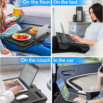 CARLA HOME Oversized Portable Lap Desk with Cushion,Mouse Pad, Tablet and Phone Holder which Fits Up to 17 Inch Laptops for Bed or Sofa (Brown) 7