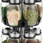 CARLA HOME Rotating Spice Rack Organizer with 16 Glass Jars for Kitchen Seasoning and Herb Storage