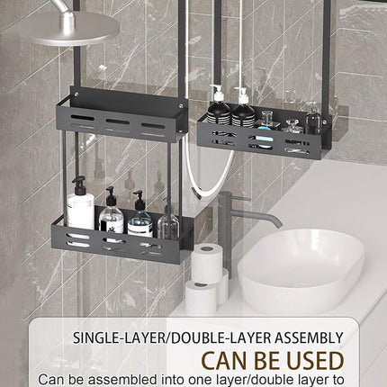 CARLA HOME Over the Door 2-tier Shower Caddy Organizer Shelf with Hooks for Bathroom 3